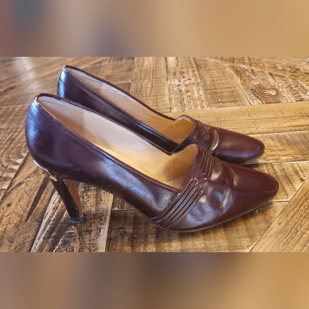 Vintage Gucci Made in Italy Brown Pumps Size 39.5 - Picture 3 of 14